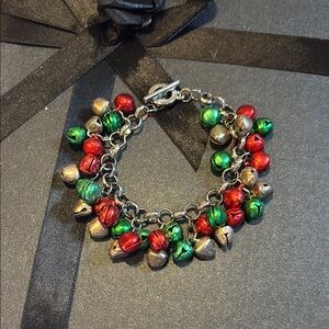 8” Toggle Festive Multicolor Jingle Bell Bracelet